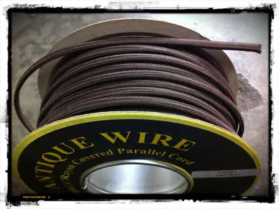 Brown  Parallel Rayon Covered Wire Antique Style Cloth Lamp Cord Vintage  • $1.29