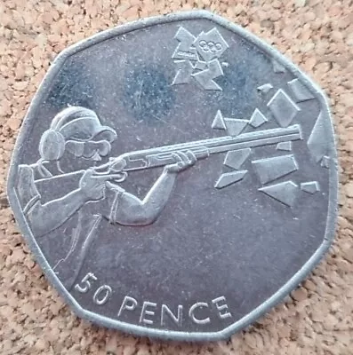 Shooting 50p Coin 2011 Olympics Circulated • £2