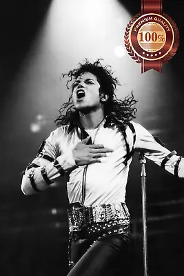 Michael Jackson Concert Singing Music Photo Home Wall Print Premium Poster • $119.95
