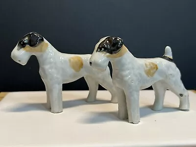 Vintage Lot Of 2 Porcelain Schnauzer Dog Figurines. Made In Japan. Miniatures. • $12