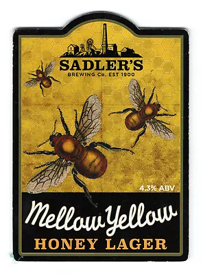 Sadler's Brewing Co. Mellow Yellow Honey Lager Pump Clip/badge. Closed Brewery. • £3.49