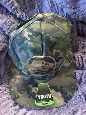 Jurassic Park T-Rex Logo Snapback Youth Baseball Hat Camouflage World Dinosaurs • $21.99