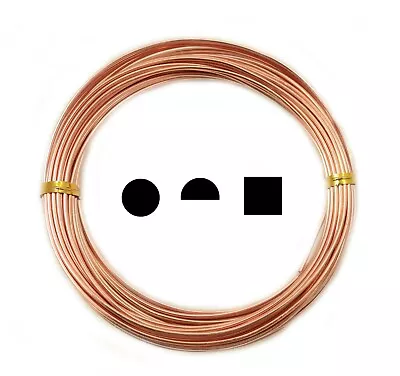 Pure Copper Wire Dead Soft Round-1/2 Round-Square 6 - 16 18 19 20 21 22 24 26 Ga • $17.99