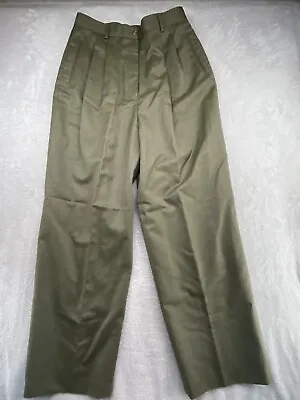 VTG 80s 90s High Rise Wool Trousers Brown Pleated Dress Pants Lined Women’s 14 • $14.99