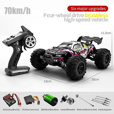 RC Car 2.4Ghz 70KM/H 1/16 Off Road RC Racing Trucks Brushless LED 4WD KidsToys • £96.99