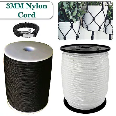 Nylon Cord Drawstrings Black And White Colour For Hanging Pictures Crafts 3MM • £1.49