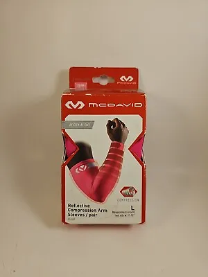 MCDAVID Reflective Compression Bright PINK Basketball Arm Sleeve Pair NEW Mens L • $16.99