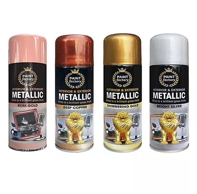 Metallic Spray Paint Aerosol Gold Silver Copper Wood Metal Plastic All Purpose • £4.99