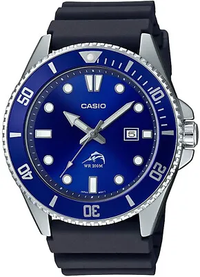 Casio MDV106B-2AV Men's Duro 200M Black Resin Band Blue Dial Analog Dive Watch • $59.99