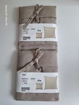 £10.99 • Buy  Ikea Aina Cushion Covers With Ties X 2  100% Linen 20x20/50x50cm  NEW 