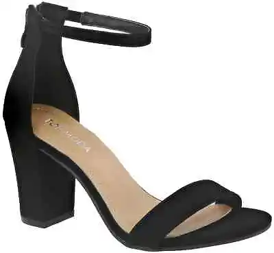Top Moda Womens Hannah-1 Black Ankle Strap Heels Size 9 (5908893) • $15.99