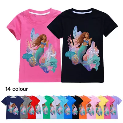 New The Little Mermaid Kids Casual Short Sleeve Cotton T-shirt Top Birthday Gift • £9.78