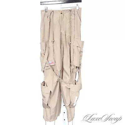 NWOT Neo Vintage Y2K UFO Tan Strap Drawstring Parachute Raver Skater Pants XS NR • $9.99