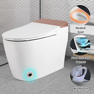 Heated Seat Smart Toilet One Piece Without Bidet Foot Sensor Flush W/Night Light • $329.99