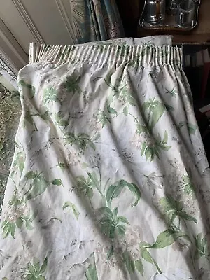 Laura Ashley Green Grey And White Floral Curtains • £85