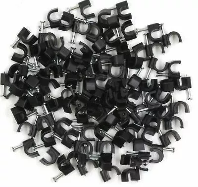 £3.65 • Buy Round Cable Clips Wall 4mm 5mm 6mm 7mm 8mm 9mm 10mm 12mm  White Black Nail Plugs