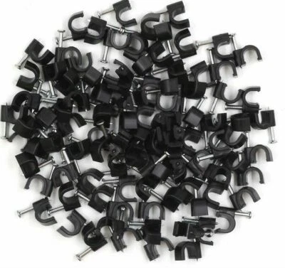 Round Cable Clips Wall 4mm 5mm 6mm 7mm 8mm 9mm 10mm 12mm  White Black Nail Plugs • £2.99