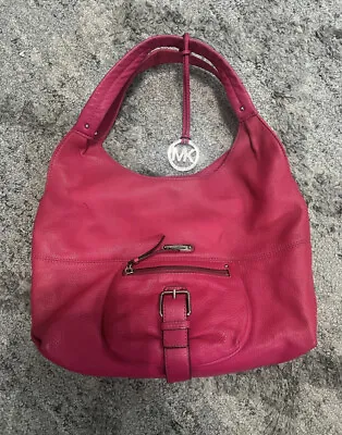 Michael Kors Austin FuchsiaPink Leather Shoulder Bag • $49.99