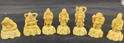 Vintage Miniature Japanese Kutani Seven Lucky Gods Figurines 7  Immortals  • $35