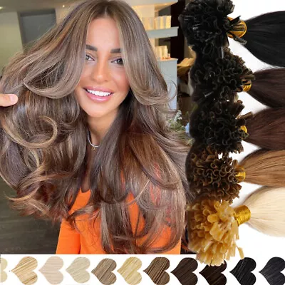 Fusion Keratin 200S Nail U Tip Human Hair Extensions Remy Thick Pre Bonds Brown# • $68.87
