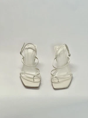 $30 • Buy Zara Strappy White Leather Sandals Size 6.5