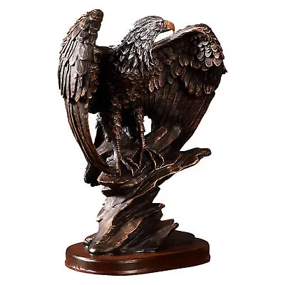 Resin American Eagle Figurine Statue Eagle Landing On The Rock Statue Room Decor • £71.89