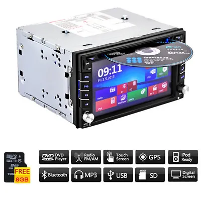 6.2  GPS Navigation Double Din Car Stereo DVD Radio Player Blueteeth FM + 8G Map • $174.90