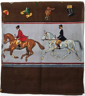 Vintage 100% Virgin Wool Horse Rider Equestrian Scarf Made In Switzerland • $14.99