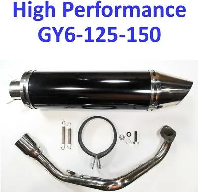 GY6 150cc Scooter Performance Exhaust Muffler 4-Stroke Black Canister • $78.99