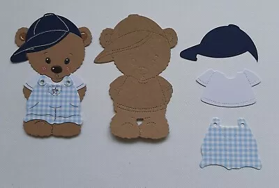 Luxury Cute Baby Alfii Bear And Dungarees Die Cuts X 6 • £1.80