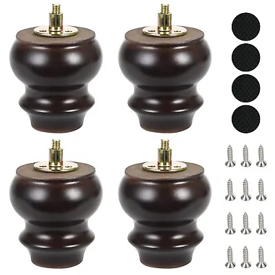 Wooden Round Gourd Furniture Legs 3 Inch Set Of 4 Mid-Century Modern Sofa Cou... • $24.16