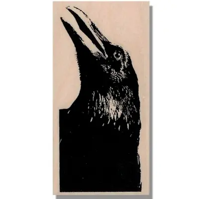 Raven Looking Up RUBBER STAMP Halloween Stamp Crow Spooky Halloween Bird Poe • $12.24