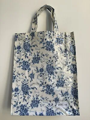 New Harrods Blue China Rose Medium PVC Lined Cotton/ Oilcloth Shopper Tote Bag • £14.95