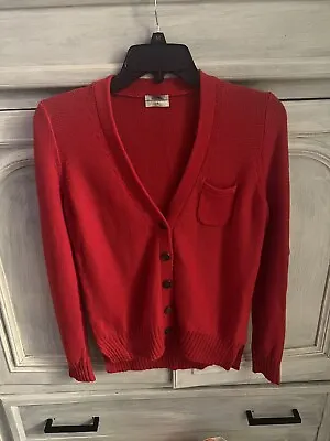 Madewell X Wallace Red V-Neck Boyfriend Cardigan • $21.99