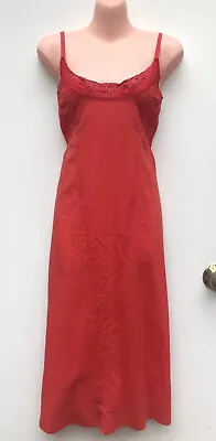 Vintage Y2K SALLY SMITH (Sydney)  Red Silk/Linen Lace Bodice Strappy Dress Sz 8 • $59