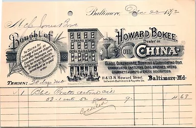 Howard Bokee Baltimore MD 1892 Billhead Dealer In China • $14.44