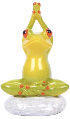 Yoga Frog Meditating Ceramic Desk Statue Figurine Zen Green Garden Namaste￼ • $3.95