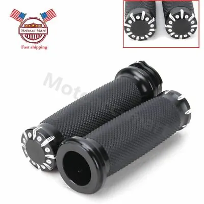 Black 1  Motorcycle Handlebar Handle Bar Hand Grips For Harley Sportster Chopper • $22.51