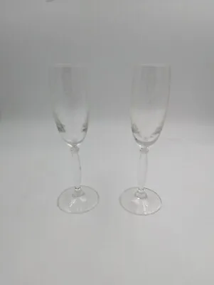 2 Vintage Etched Crystal Champagne Flutes Toast Glasses Floral Leaves  • $23.95