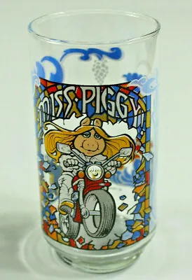 McDonalds The Great Muppet Caper MISS PIGGY Motorcycle Jim Henson Drinking Glass • $17.59