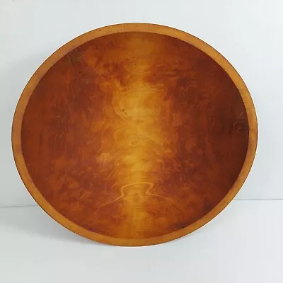 Vintage Primitive Wood Wooden Bowl LG 13X12.5  0ff Round Farmhouse Dough Salad • $80