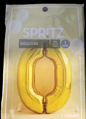 Spritz Gold Mylar Balloon Number Zero 45” High Has Straw For Easy Inflation • $4.49