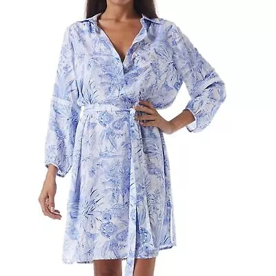 Melissa Odabash Womens Missie Blue Tropical Dress Lace Mini Vacation Size Small • $48.88