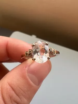 9ct Rose Gold Morganite Hallmarked Ladies Ring Size O • $136.77