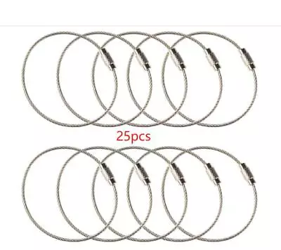 Stainless Steel Wire Keychains Aircraft Cable Key Ring Loops For Luggage ID Tags • $6.31