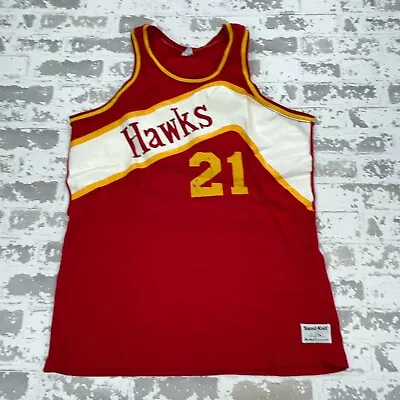 Vintage Atlanta Hawks Jersey Men XL Red Dominque Wilkins Sand Knit 80s USA NBA * • $69.91