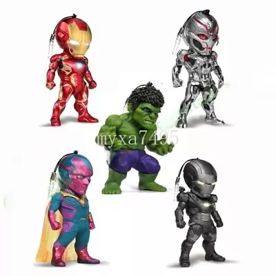 AVENGERS Led Q Version Mini Iron Man MK45 5pcs Collection Pendant Action Figures • $127.21