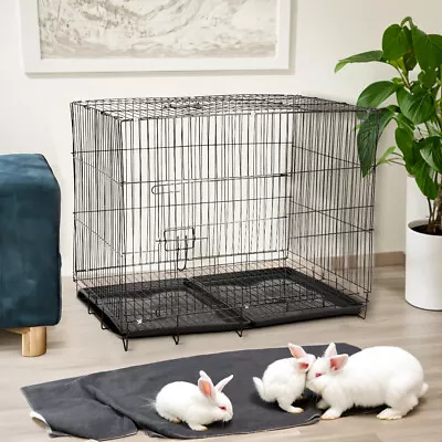 Large Pet Metal Wire Fence Indoor Outdoor Guinea Pig House Rabbit Cage W/Trays • £25.95