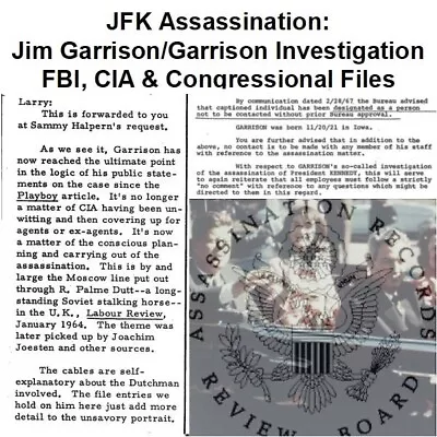 JFK Assassination: Jim Garrison/Garrison Investigation FBI CIA Files USB Drive • $28.98