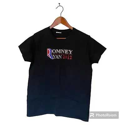 Mitt Romney Conservative Black T-Shirt 2012 Presidential Run Paul Ryan Women's M • $20